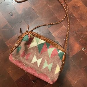 Vintage Southwestern Kilim leather crossbody bag